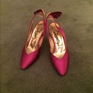 Hot pink satin  YSL dressy pumps